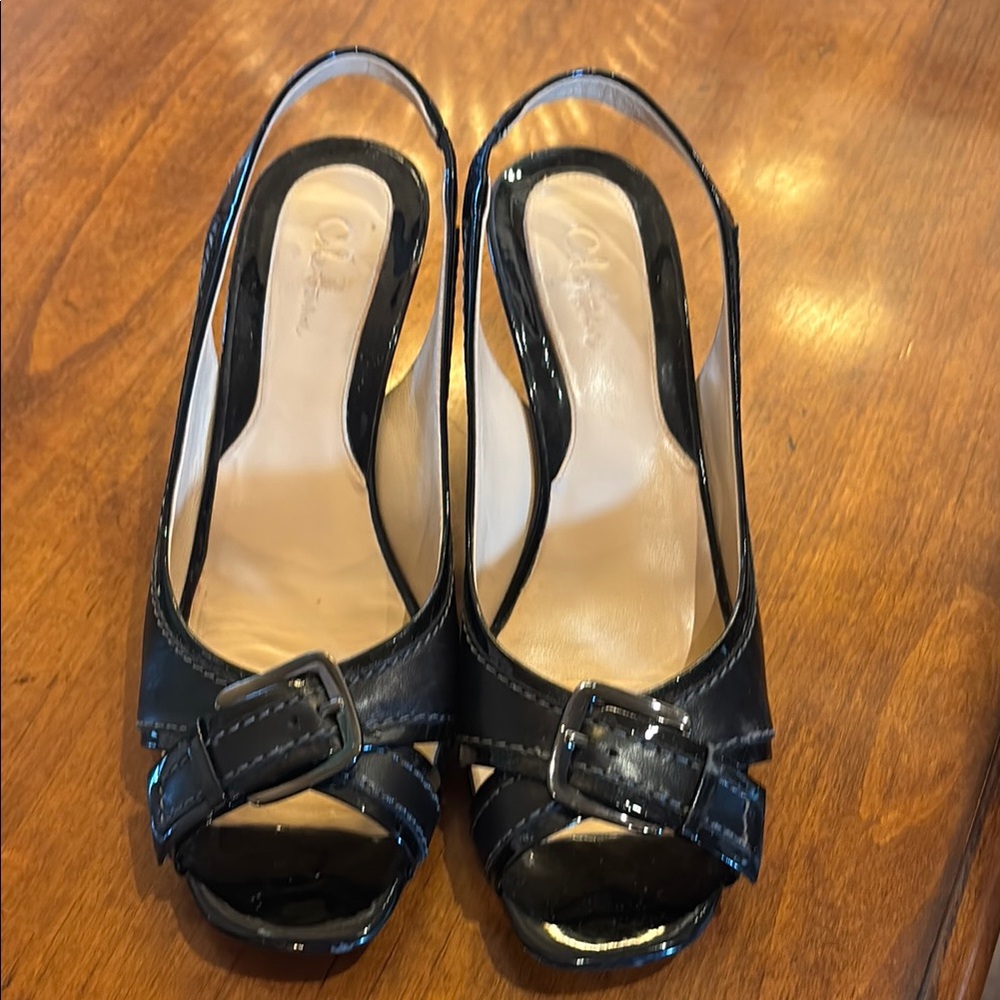 Cole Haan Black Patent Leather Slingback Heels
